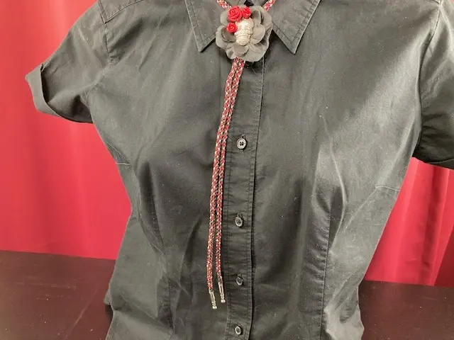 Sugar Skull Bolo with Black Flower