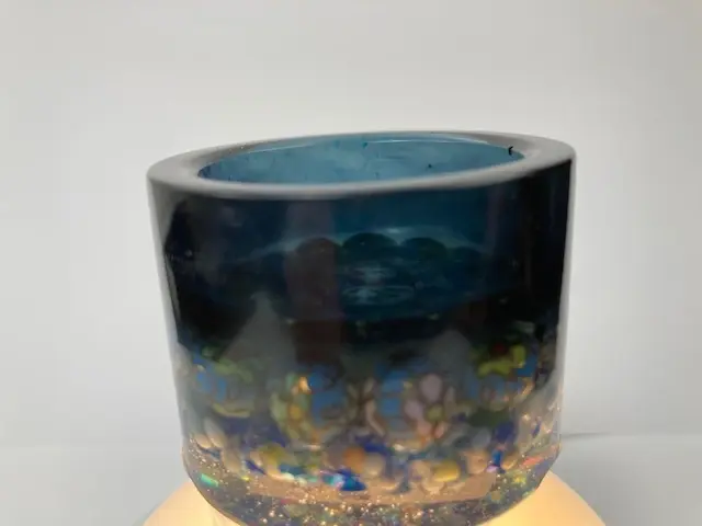Blue-Green Candle Holder with Catrina