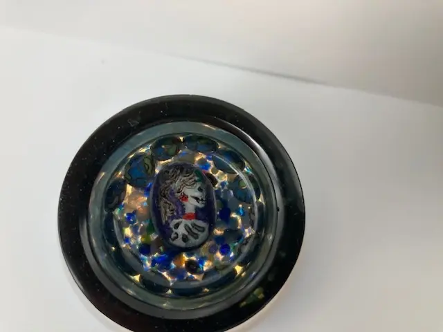 Blue-Green Candle Holder with Catrina