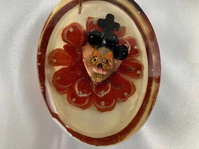 Red Flower Sugar Skull Memo holder