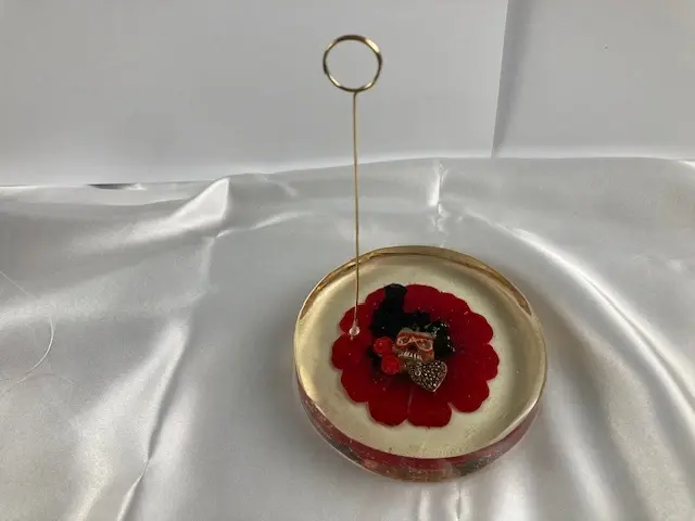 Catrina with Black Feather and Roses Memo Holder