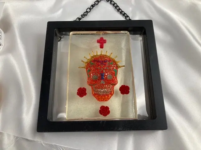 Hanging Framed Sugar Skull