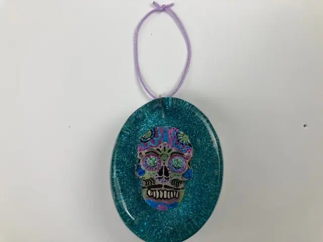 Hanging Blue and Lilac Sugar Skull