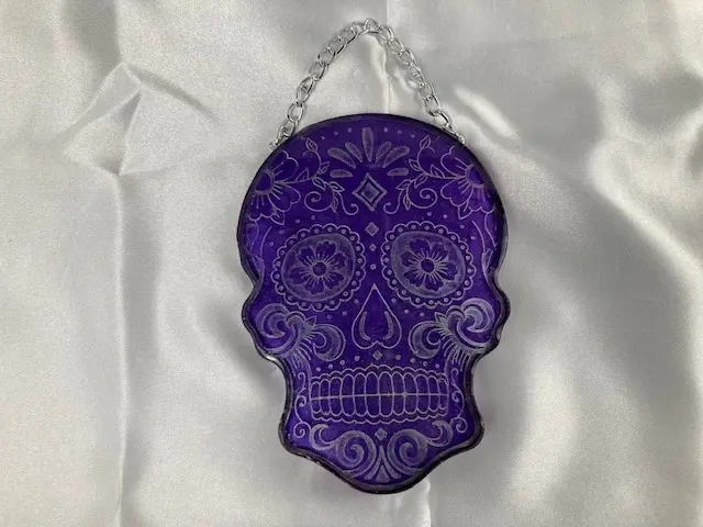 Hanging Purple Sugar Skull