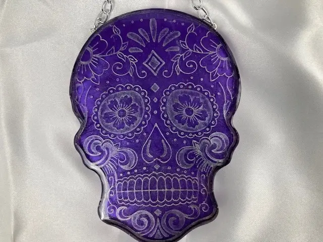 Hanging Purple Sugar Skull