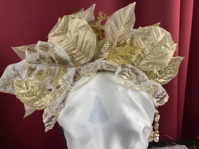 Gold and Lace Poinsettia Flower Crown