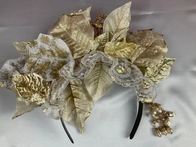 Gold and Lace Poinsettia Flower Crown