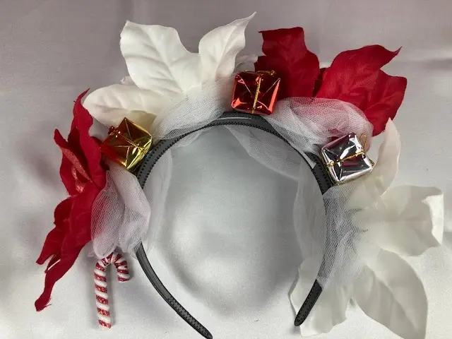Christmas Flower Crown with Flowers and Wrapped Gifts