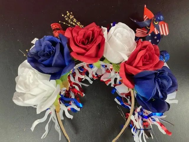 Flower Crown with Red, White and Blue 