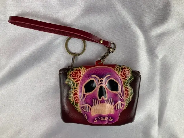 Sugar Skull Leather Coin Purse