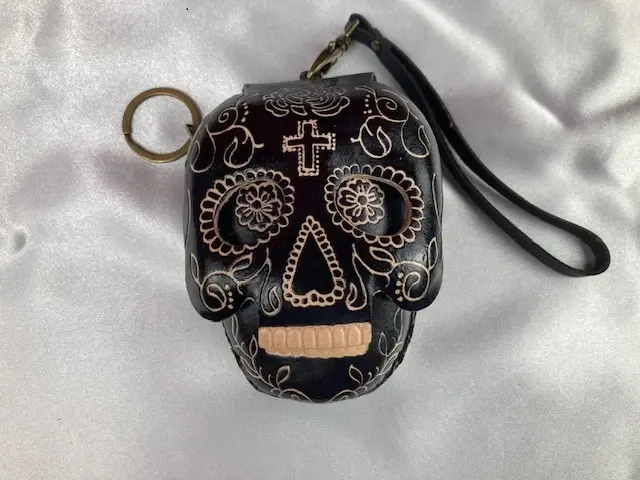 Sugar Skull Shaped Leather Coin Purse