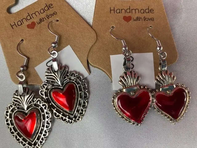 Small Flaming Heart Earrings
