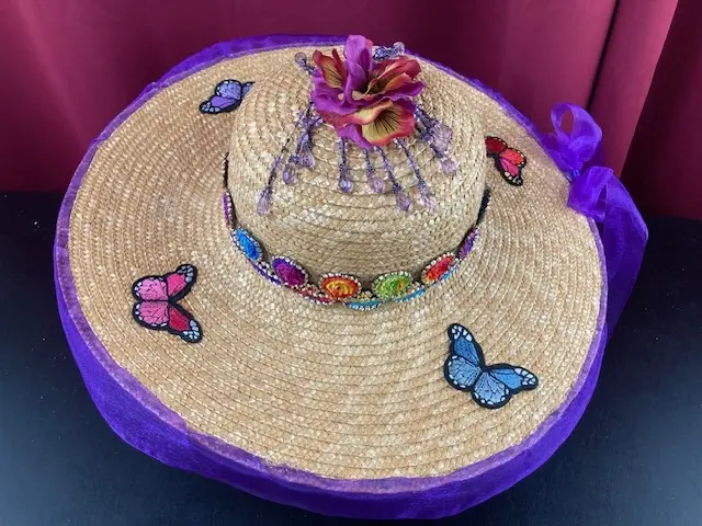 Sun Hat with Butterflies and Beads