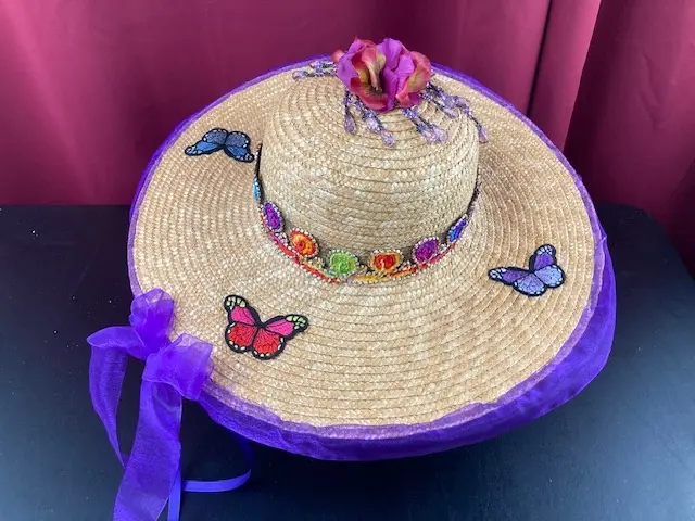 Sun Hat with Butterflies and Beads