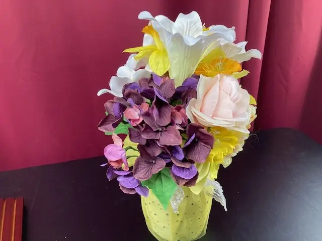 Yellow and Purple Silk Flowers