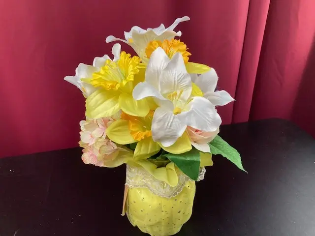 Yellow and Purple Silk Flowers