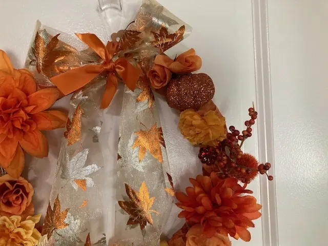 Fall Wreath with Flowers and  Bow