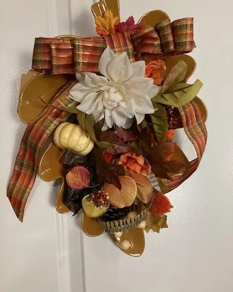 Large Leaf Shaped Platter with Flowers
