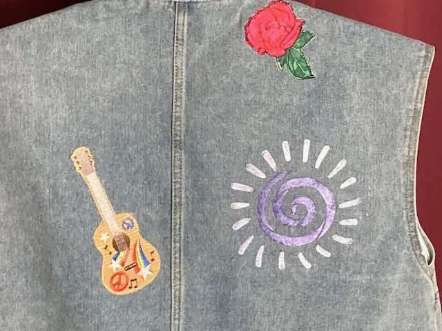 Flowers on the Shoulders Denim Vest