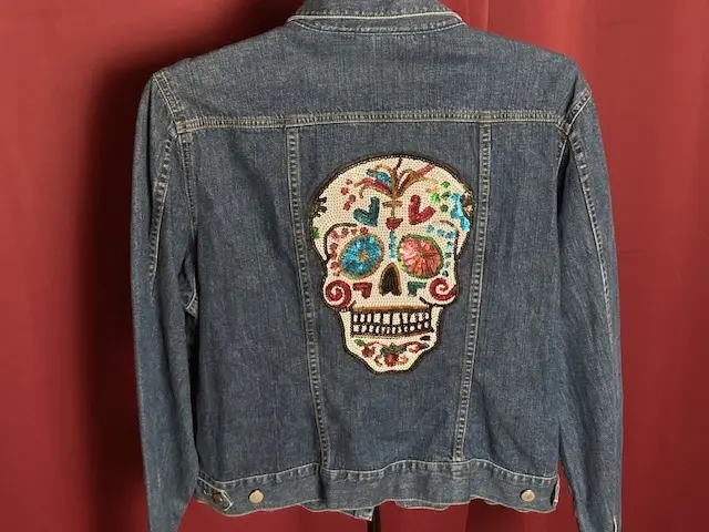 Sequin Sugar Skull Denim Jacket