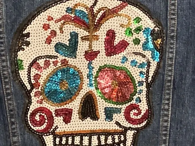 Sequin Sugar Skull Denim Jacket