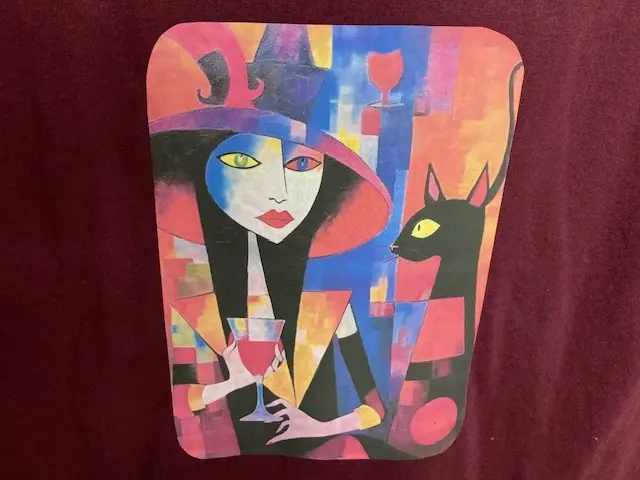 Picasso-esc Witch with Cat and Wine