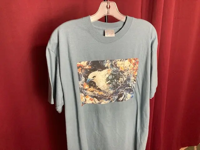 Gray Blue Shirt with White Headed Bird