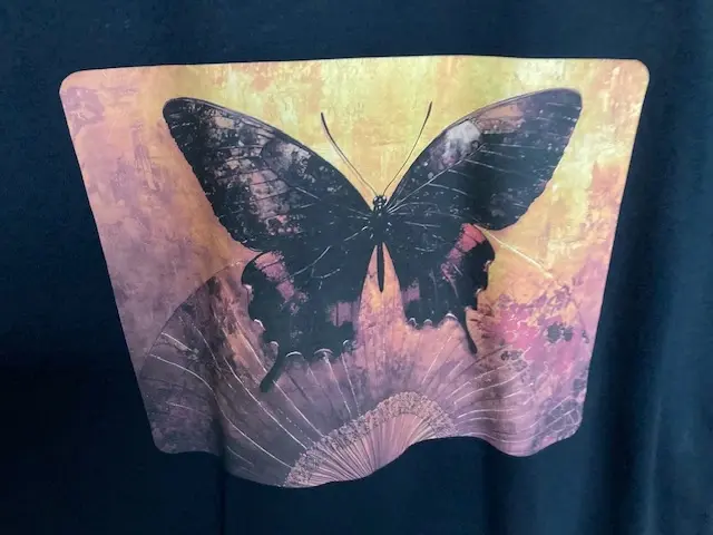 Black Shirt with Butterfly and Fan