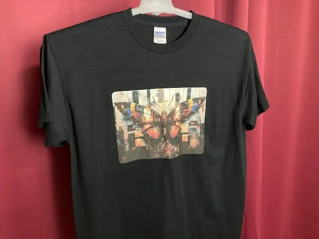 Black Shirt with Geometric Butterfly
