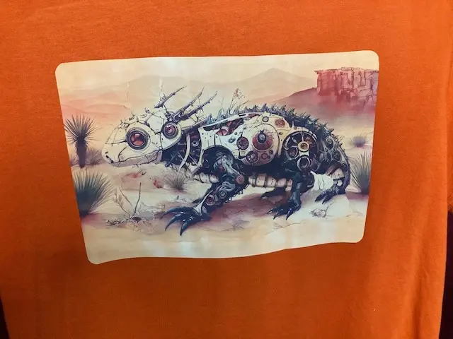 Orange T-Shirt with Steampunk Horned Lizard