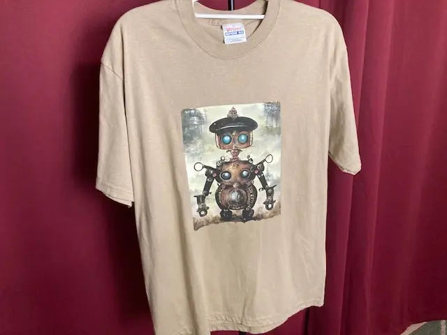 Tan T-Shirt with Steampunk Robot