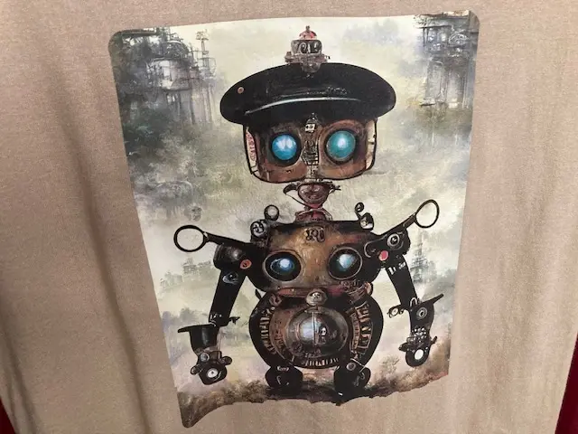 Tan T-Shirt with Steampunk Robot