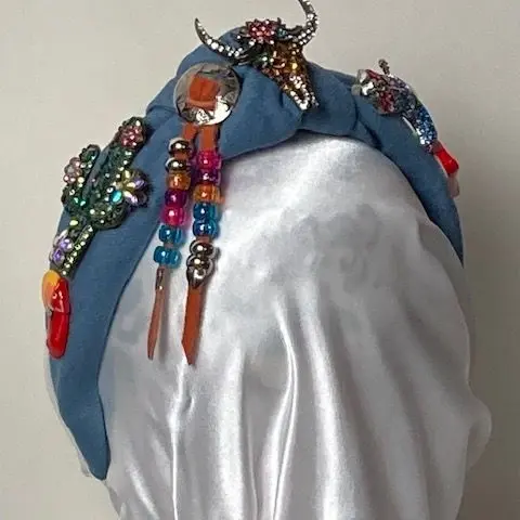 Western Decorated Denim Knot Headband