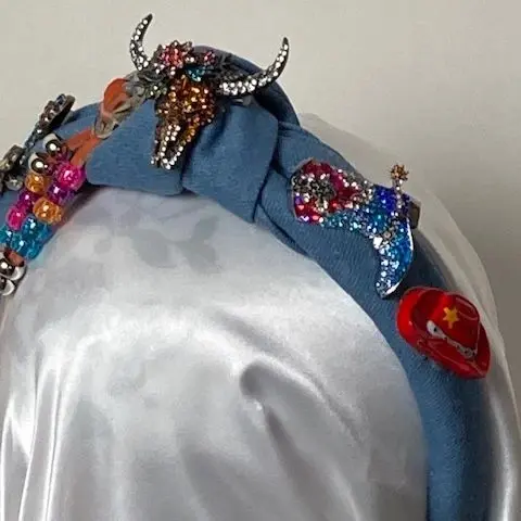 Western Decorated Denim Knot Headband