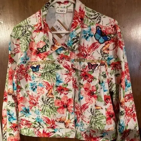Flower Covered Jacket with Butterflys