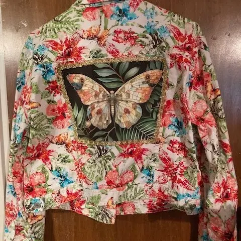 Flower Covered Jacket with Butterflys