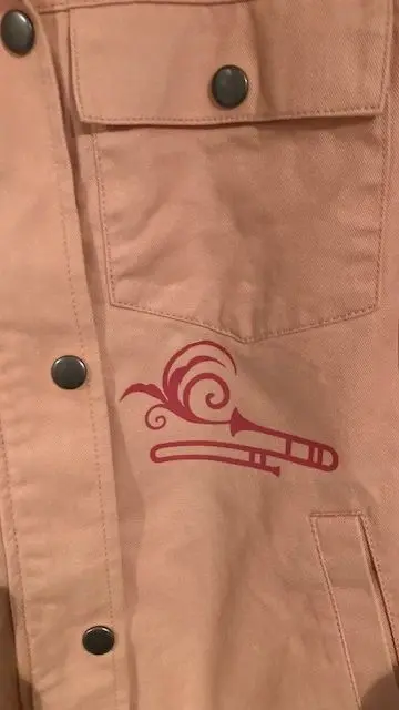Blush Pink Jean Jacket with Jazz Music Theme
