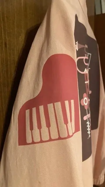 Blush Pink Jean Jacket with Jazz Music Theme