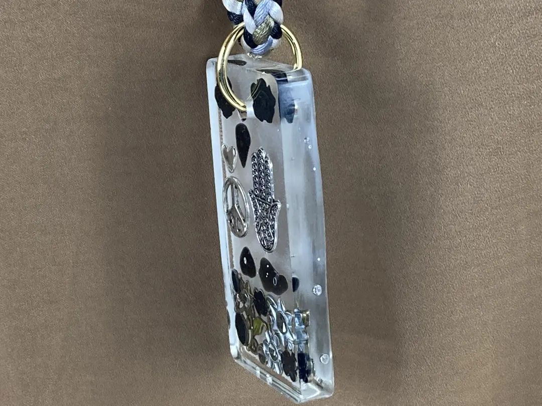 Black and Silver Pendant on Kumihimo Cord