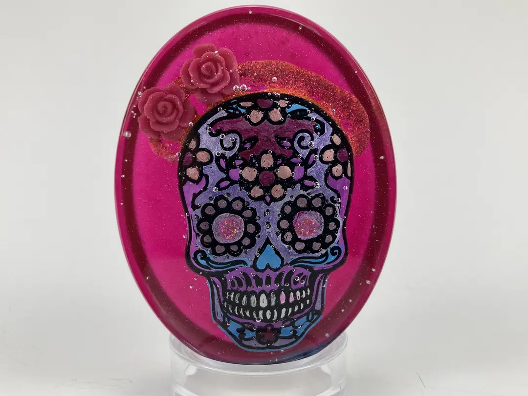 Wine Background Hanging Oval Sugar Skull