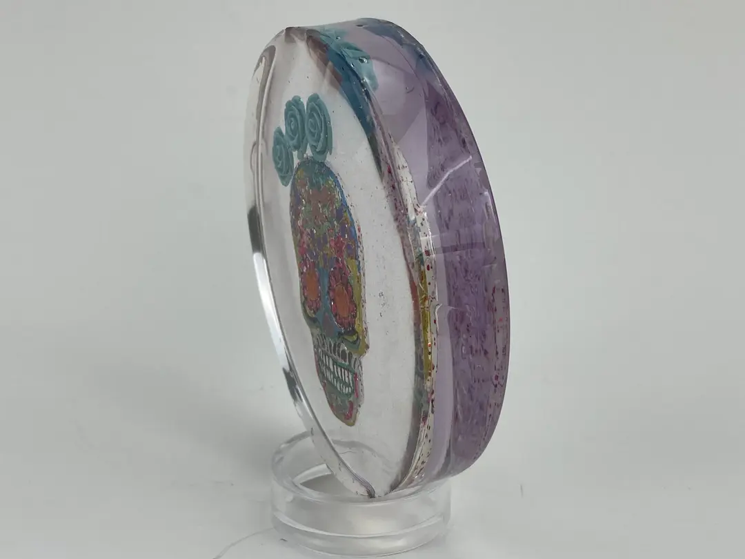 Catrina with Blue Flowers Paper Weight
