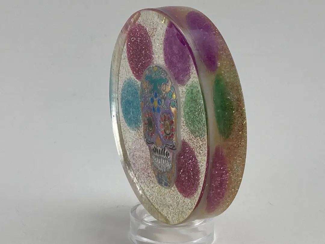 Hanging Sugar Skull With Glitter Balls
