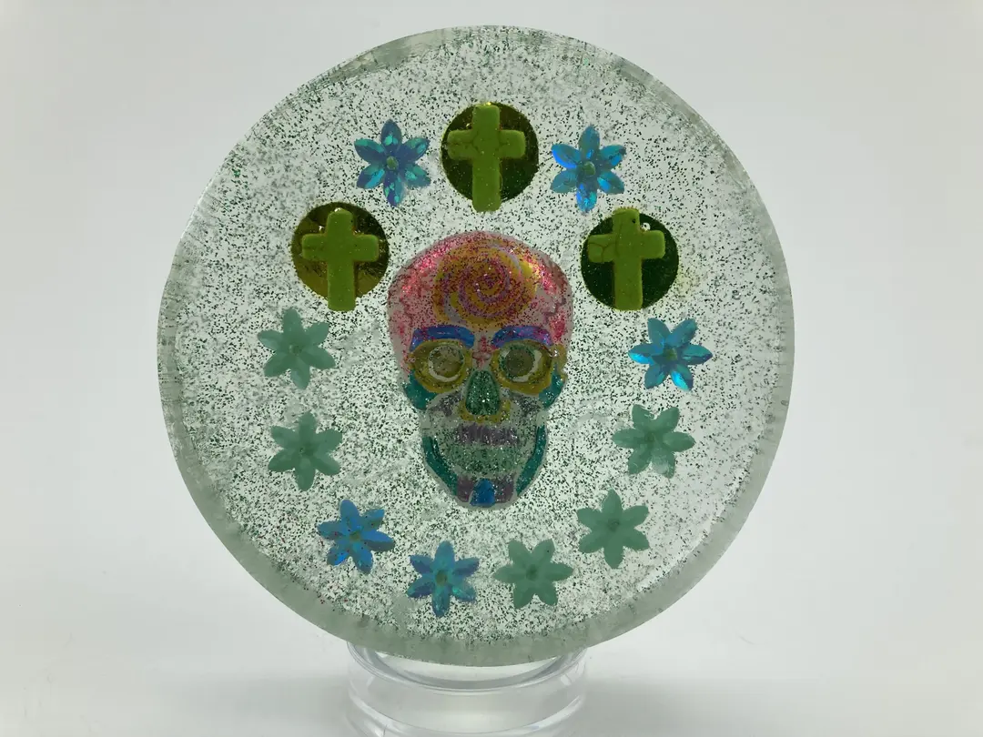 Hanging Catrina with Green Crosses
