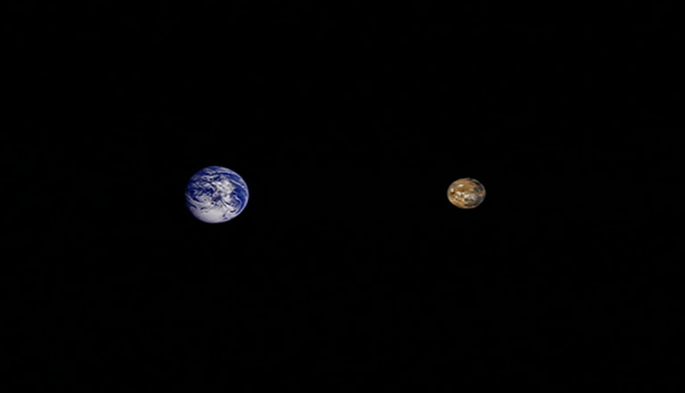 A view of planet Earth from outer space, Venus in the background