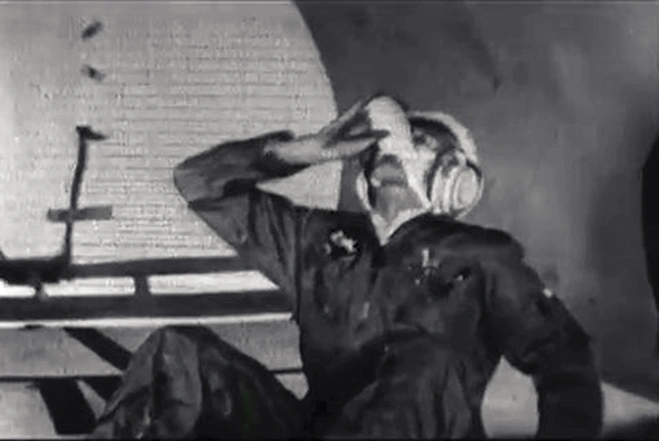 A man drinking milk in zero gravity.