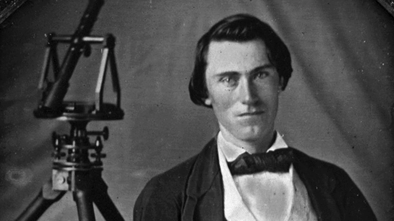 A young William Barton Rogers in a suit. A painted portrait.